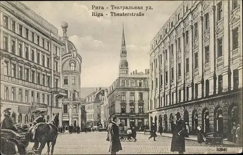 Ak Riga Lettland, Theaterstraße