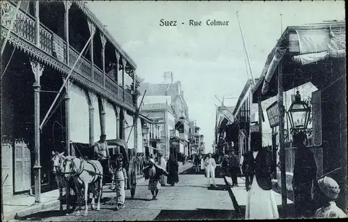 Ak Suez Ägypten, Rue Colmar