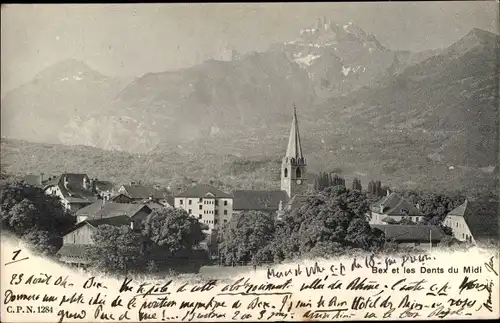 Ak Bex Kt. Waadt Schweiz, Dents du Midi, Kirche