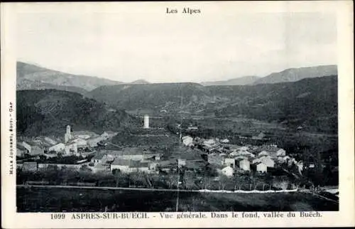 Ak Aspres sur Buech Hautes-Alpes, Vue générale, Dans le fond, vallée du Buech