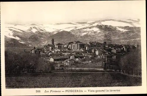 Ak Puigcerda Katalonien, Vista general in inverno