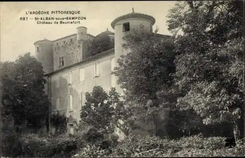 Ak Saint Alban sous Sampzon Ardèche, Chateau de Baumefort