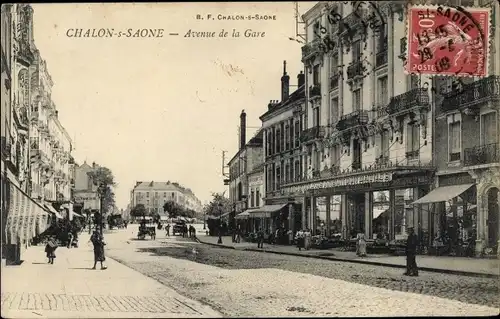 Ak Chalon sur Saône Saône et Loire, Avenue de la Gare