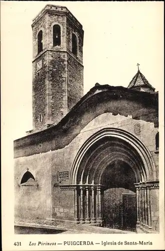 Ak Puigcerda Katalonien, Iglesia de Santa Maria, Los Pirineos