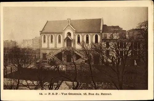 Ak Paris Ménilmontant, P.S.P. Vue Générale, 15 rue du Retrait