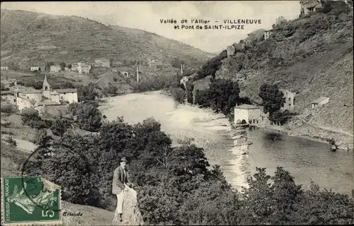 Ak Villeneuve Haute Loire, Vallée de l'Allier, Pont de Saint Ilpize