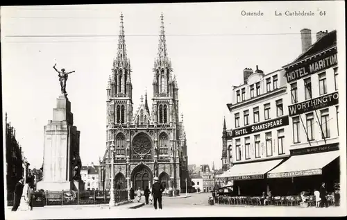 Ak Ostende Westflandern, La Cathedrale, Hotel Shakespeare, Hotel Maritime