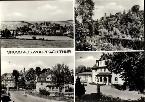 Ak Wurzbach in Thüringen, Teilansicht, Park, Klubhaus, Rathaus, FDGB Erholungsheim Rudi Arnstadt