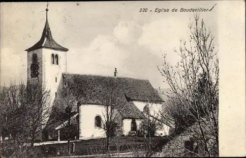 Ak Boudevilliers Val de Ruz Kt. Neuenburg, Eglise