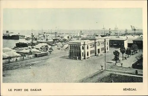 Ak Dakar Senegal, Le Port, Blick in den Hafen, Gebäude