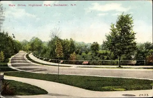 Ak Rochester New York USA, Main Drive, Highland Park