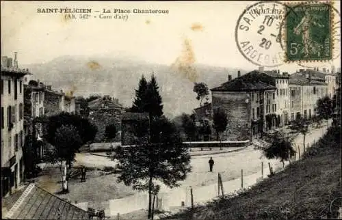 Ak Saint Felicien Ardèche, La Place Chanterous