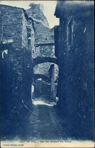 Ak Le Teil Ardèche, Une Rue monant aux Ruines