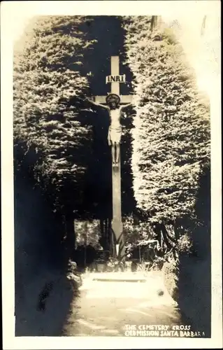 Ak Santa Barbara Kalifornien USA, The Cemetery Cross, Old Mission