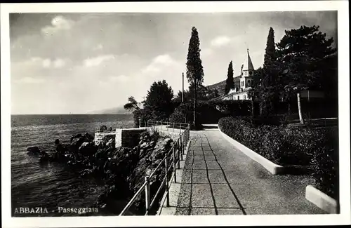 Ak Opatija Abbazia Kroatien, Passeggiata, Küstenpromenade, Kirche