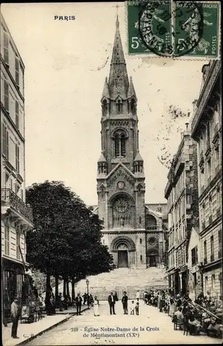 Ak Paris Ménilmontant, Eglise Notre Dame de la Croix