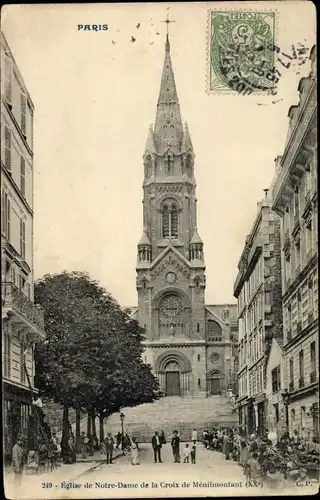 Ak Paris Ménilmontant, Eglise Notre Dame de la Croix