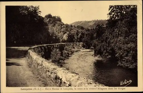 Ak Lempdes Haute Loire, La Route et la Rivière l'Allagnon