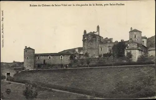 Ak Saint Vidal Haute Loire, Vue des Ruines du Château