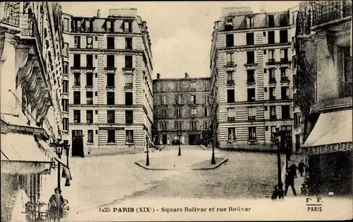 Ak Paris XIX., Square et rue Bolivar