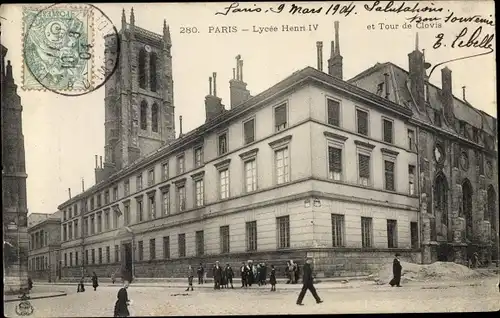 Ak Paris Hôtel de Ville, Lycée Henri IV et Tour de Clovis