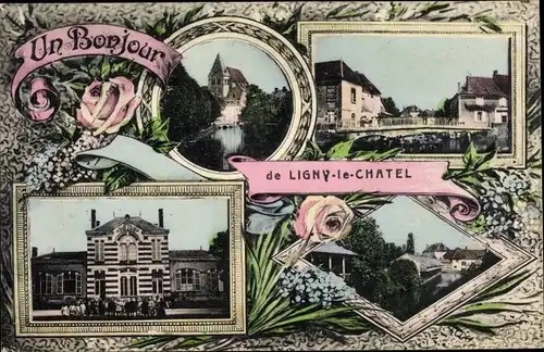 Passepartout Ak Ligny le Chatel Yonne, Miniaturansichten