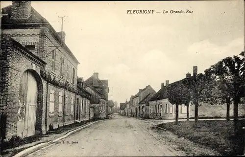 Ak Fleurigny Yonne, La Grande Rue