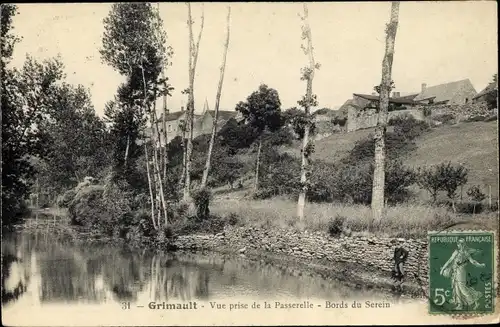 Ak Grimault Yonne, Vue prise de la Passerelle, Bords du Serein