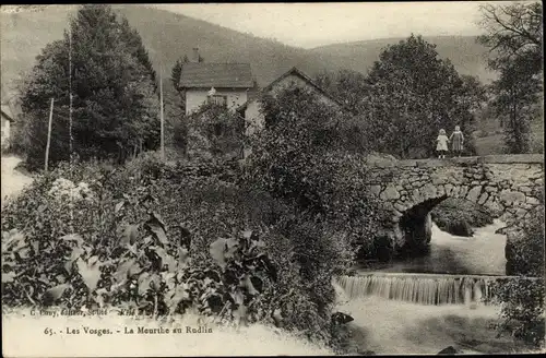 Ak Rudlin Vosges, La Meurthe, la Passerelle