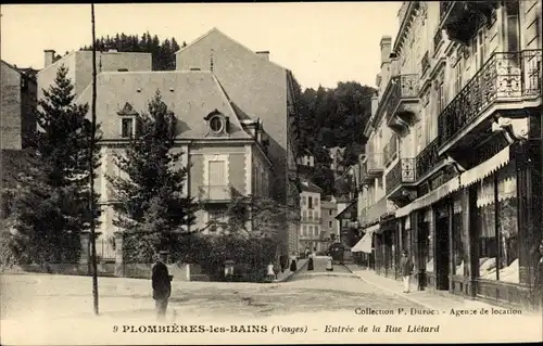 Ak Plombières les Bains Vosges, Entrée de la Grande Rue Liétard