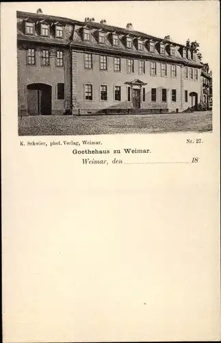 Ak Weimar in Thüringen, Blick zum Goethehaus