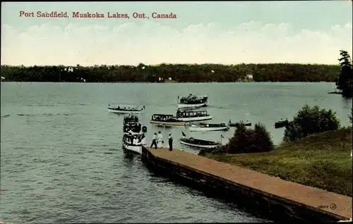 Ak Port Sandfield Ontario Kanada, Steg an den Muskoka Lakes