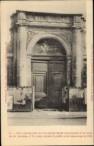 Ak Paris Ménilmontant, Porte monumentale du Couvent des Soeurs Dominicaines de la Croix