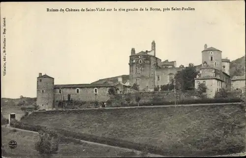 Ak Saint Paulien Haute Loire, Ruines du Château de Saint Vidal