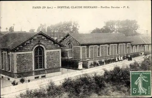 Ak Paris XIX., Hopital Claude Bernard, Pavillon Davaine