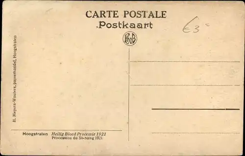 Ak Hoogstraten Flandern Antwerpen, Heilig Bloed Processie 1921