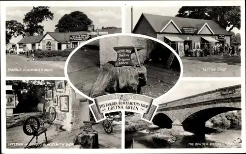 Ak Gretna Green Schottland, Famous Blacksmith Shop, Anvil, Tartan Shop, Border Bridge