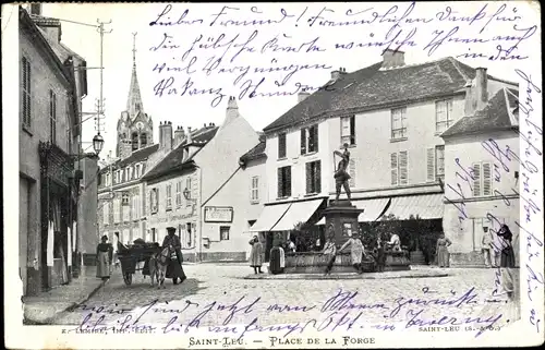 Ak Saint Leu Val d'Oise, Place de la Forge