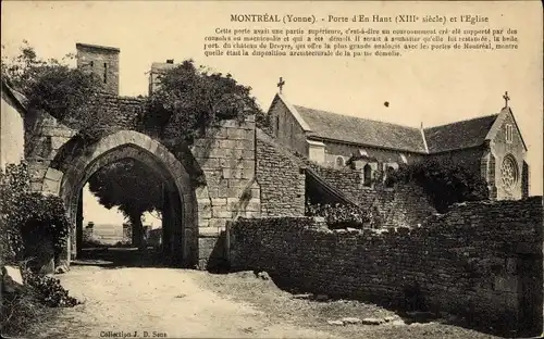 Ak Montréal Yonne, Porte d'En Haut et l'Eglise