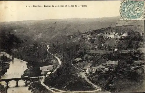 Ak Comborn Corrèze, Blick aus der Vogelschau