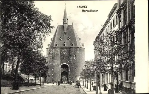 Ak Aachen in Nordrhein Westfalen, Marschiertor, Straßenpartie