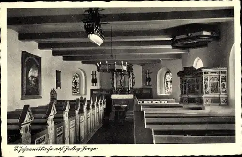 Ak Hallig Hooge in Nordfriesland, St. Johanniskirche, Innenansicht