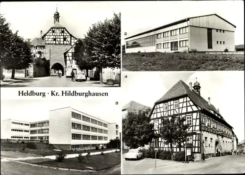 Ak Bad Colberg Heldburg in Thüringen, Turnhalle, Polytechnische Oberschule, Gaststätte Schlundhaus