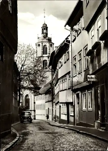 Ak Schleusingen in Thüringen, Kirchgasse, Kirchturm, Geschäft