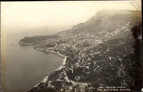 Ak Monte Carlo Monaco, Vue de la Grande Corniche, Blick auf den Ort