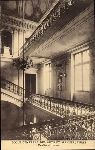 Ak Paris III., Ecole Centrale des Arts et Manufactures, Escalier d'Honneur, Rue Montgolfier