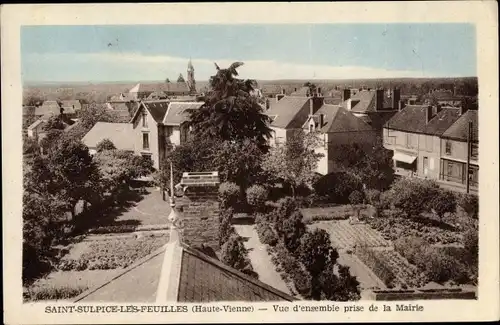 Ak Saint Sulpice les Feuilles Haute Vienne, Vue d'ensemble prise de la Mairie