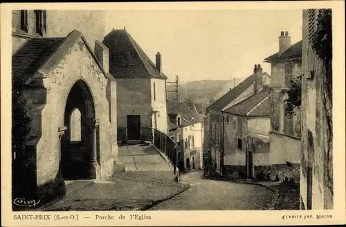 Ak Saint Prix Val d'Oise, Porche de l'Eglise