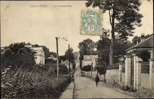 Ak Saint Prix Val d'Oise, La Grande Rue