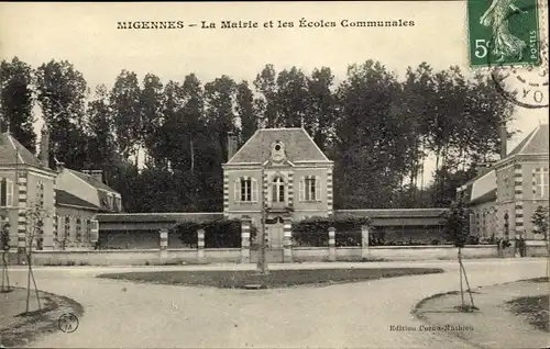 Ak Migennes Yonne, La Mairie et les Ecoles Communales